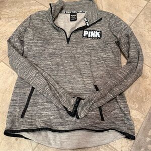 PINK Victoria's Secret Gray Long Sleeve 1/4 zip Sweatshirt